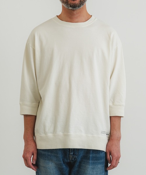 DEVOA クルーネックカットソー グレージュ ゴーシュ 80/1強撚フライス クルーネックカットソー ライトベージュ