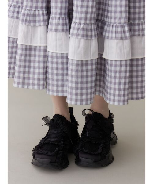 merry jenny(メリージェニー)の「frill frill スニーカー(スニーカー・レディース・アイボリー/ブラック/ピンク・MEDIUM/LARGE)」の15枚目の写真