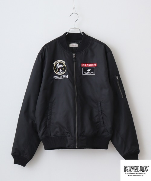 PEANUTS（ピーナッツ）の「PEANUTS ランニング柄MA-1ジャケット（MA-1・メンズ・ブラック/カーキ・LL/L/M）」の19枚目の写真