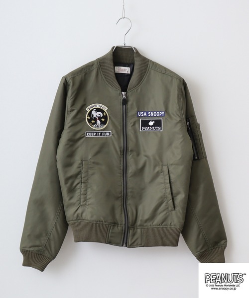 PEANUTS（ピーナッツ）の「PEANUTS ランニング柄MA-1ジャケット（MA-1・メンズ・ブラック/カーキ・LL/L/M）」の3枚目の写真