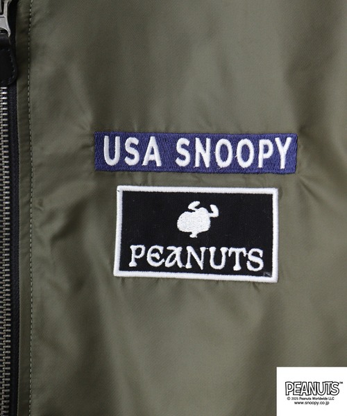 PEANUTS（ピーナッツ）の「PEANUTS ランニング柄MA-1ジャケット（MA-1・メンズ・ブラック/カーキ・LL/L/M）」の7枚目の写真