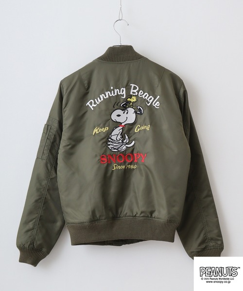 PEANUTS（ピーナッツ）の「PEANUTS ランニング柄MA-1ジャケット（MA-1・メンズ・ブラック/カーキ・LL/L/M）」の11枚目の写真