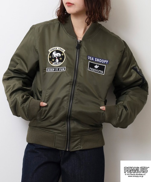 PEANUTS（ピーナッツ）の「PEANUTS ランニング柄MA-1ジャケット（MA-1・メンズ・ブラック/カーキ・LL/L/M）」の13枚目の写真