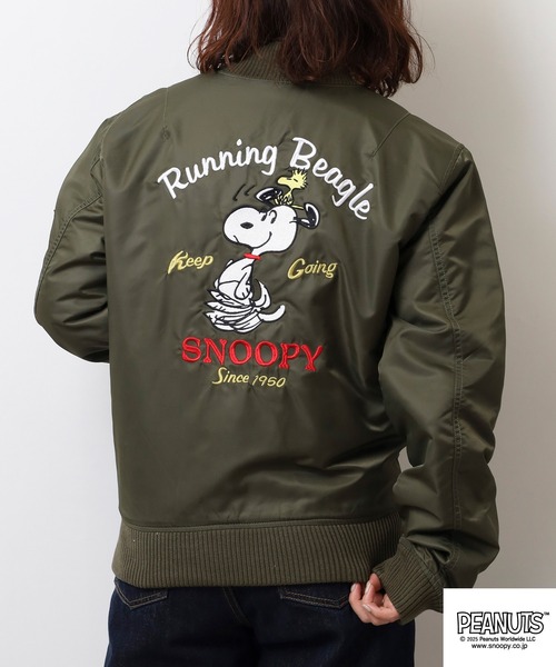 PEANUTS（ピーナッツ）の「PEANUTS ランニング柄MA-1ジャケット（MA-1・メンズ・ブラック/カーキ・LL/L/M）」の15枚目の写真