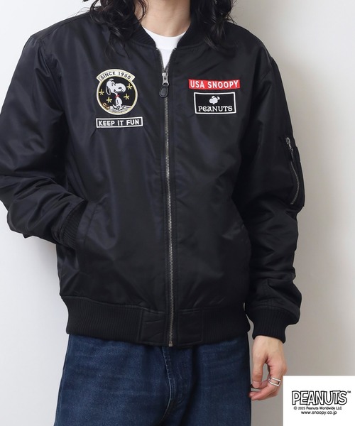 PEANUTS（ピーナッツ）の「PEANUTS ランニング柄MA-1ジャケット（MA-1・メンズ・ブラック/カーキ・LL/L/M）」の21枚目の写真