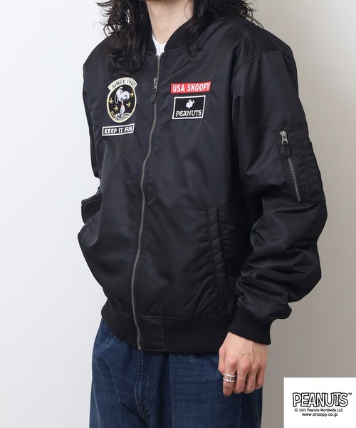 PEANUTS（ピーナッツ）の「PEANUTS ランニング柄MA-1ジャケット（MA-1・メンズ・ブラック/カーキ・LL/L/M）」の22枚目の写真