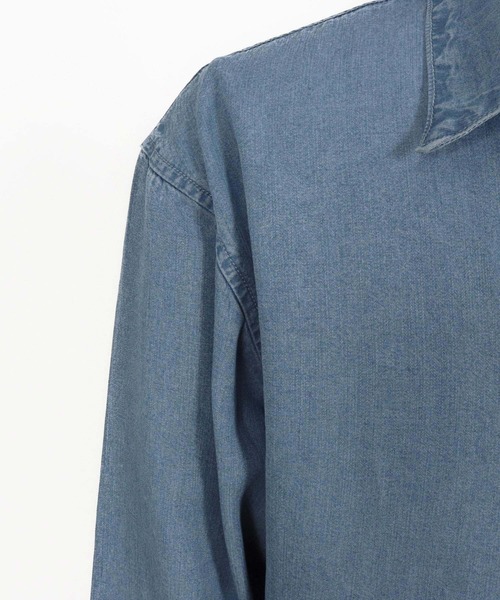 Magine(マージン)の「ms6044-Rayon Denim Fabric Skipper & pullover design 3-4 Sleeve shirt 7分袖シャツ(シャツ/ブラウス・メンズ・ワンウォッシュ/ダークインディゴブルー/ライトインディゴブルー・44/46/48)」の6枚目の写真