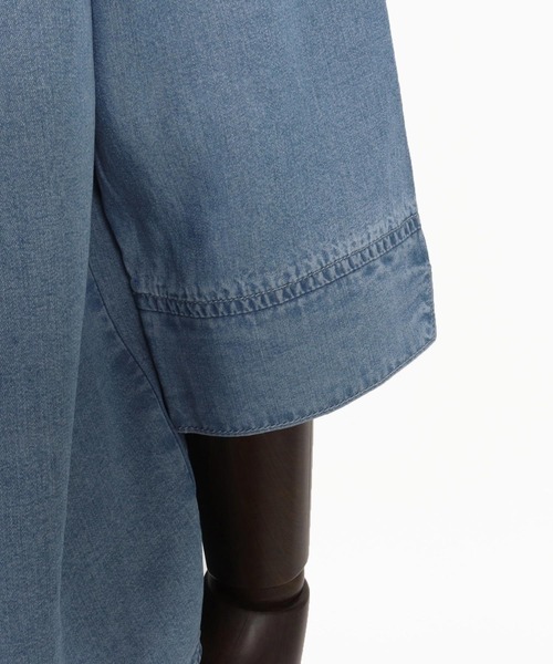 Magine(マージン)の「ms6044-Rayon Denim Fabric Skipper & pullover design 3-4 Sleeve shirt 7分袖シャツ(シャツ/ブラウス・メンズ・ワンウォッシュ/ダークインディゴブルー/ライトインディゴブルー・44/46/48)」の5枚目の写真