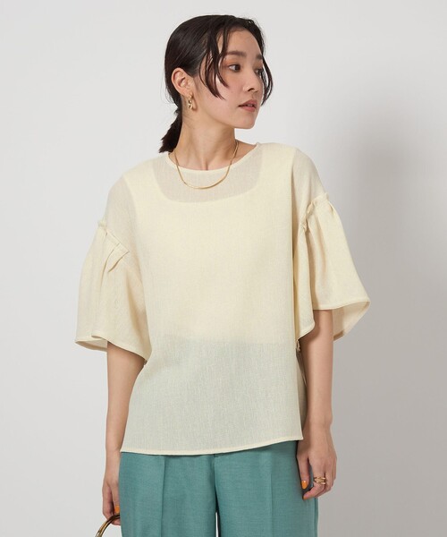 natural by clip》リネンミニカラーギャザーブラウス
