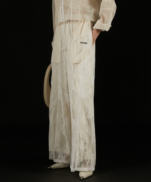 レースブロッキングサテンパンツ / Lace Blocking Satin Pants