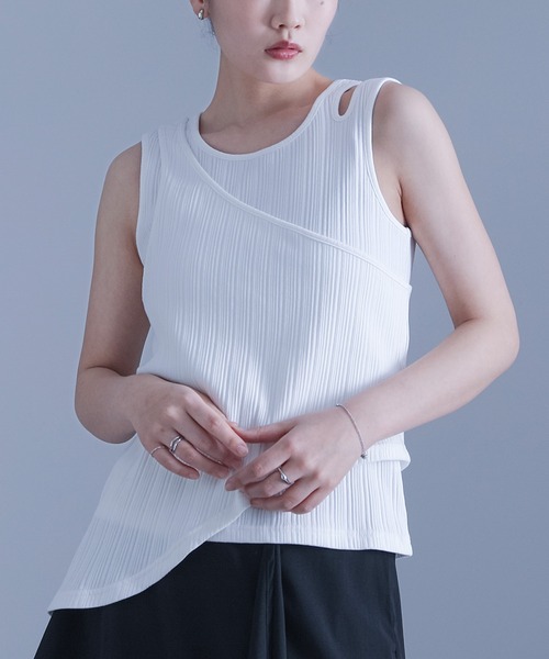 変形2枚重ねリブタンクトップ』（タンクトップ）｜kOhAKU