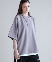 SOCCE | カットジョーゼットリラクシング5分袖ドレープドルマンTシャツ(Tシャツ/カットソー)
