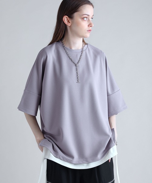 その他サービス | 福利厚生 カットジョーゼットリラクシング5分袖ドレープドルマンTシャツ スノーボード