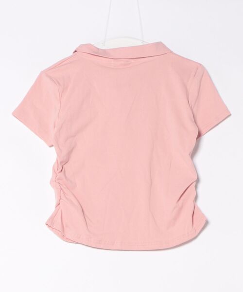 WEGO（ウィゴー）の「WEGO/前開きリボン刺繍ポロシャツTシャツ（Tシャツ/カットソー・レディース・ブラック/ホワイト/ピンク・LARGE/MEDIUM）」の4枚目の写真