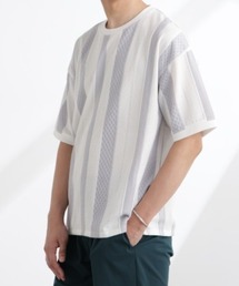 ストライプジャガードTシャツ 半袖