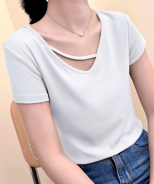 BANICO(バニコ)の「【Banico】クロスデザインVネック半袖トップス (SS)(Tシャツ/カットソー・レディース・グレー/オフホワイト/ブラック/ホワイト・MEDIUM/LARGE)」の22枚目の写真