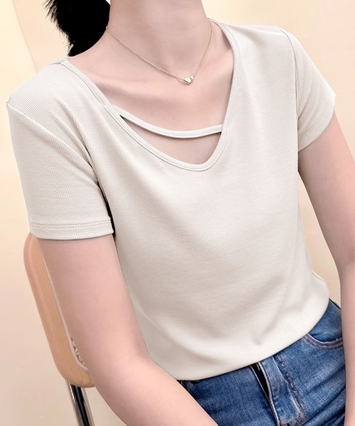 BANICO(バニコ)の「【Banico】クロスデザインVネック半袖トップス (SS)(Tシャツ/カットソー・レディース・グレー/オフホワイト/ブラック/ホワイト・MEDIUM/LARGE)」の20枚目の写真