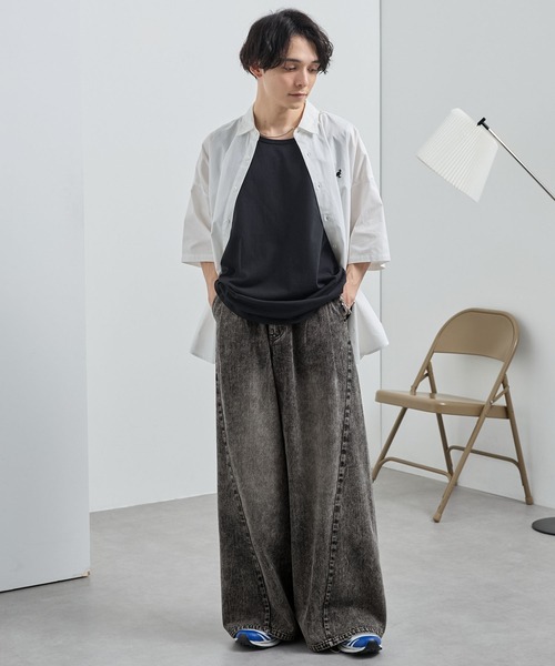 値下げ　soerte ワイドバギーヴィンテージライクデニムパンツ　2 soerte ジーンズ WIDE BUGGY VINTAGE LIKE DENIM PANTS ” MUD