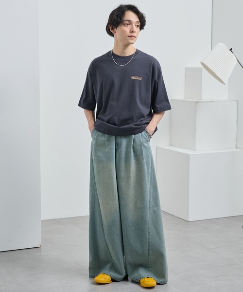 MONO-MART（モノマート）の「ヴィンテージライク2タック立体ワイドバギーデニムパンツ（デニムパンツ・メンズ・ブラック/チャコールグレー/ブルー/インディゴブルー・M/S/L）」の21枚目の写真