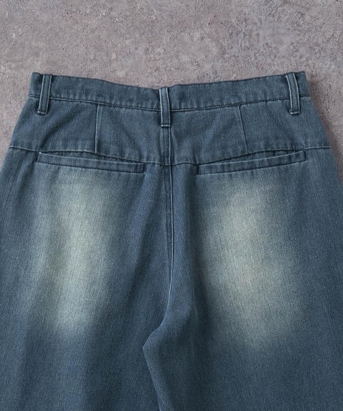 MONO-MART（モノマート）の「ヴィンテージライク2タック立体ワイドバギーデニムパンツ（デニムパンツ・メンズ・ブラック/チャコールグレー/ブルー/インディゴブルー・M/S/L）」の15枚目の写真
