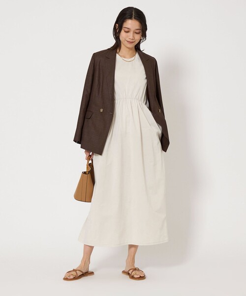 green label relaxing（グリーンレーベルリラクシング）の「ライトメモリー ノースリーブ ワンピース -UVカット-（ワンピース・レディース・オフホワイト/ブラック/コバルトブルー・FREE）」の2枚目の写真