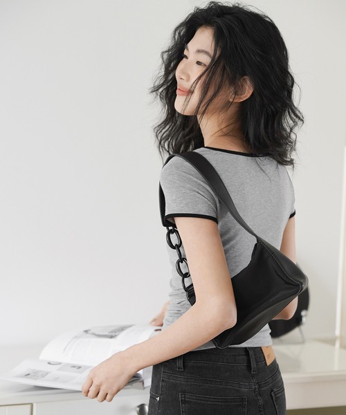 tシャツ コンパクトリボンリンガーTシャツ EM25s050「EIGHTHMONTH」 レディース コンパクトリボンリンガーTシャツ EM25s050【EIGHTHMONTH】（T