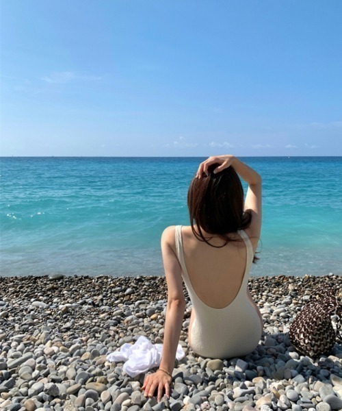 セール】センターリボンカジュアルワンピースビキニ（水着