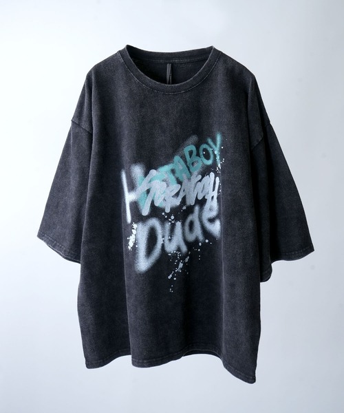 Starting Over（スターティングオーバー）の「【ユニセックス/古着風】Chemical hard wash printed t-shirt/ケミカルハードウォッシュ ビンテージライク プリントTシャツ / ピグメントT / オーバーサイズ（Tシャツ/カットソー・メンズ・ネイビー/ブルー系その他/ブラック系その他4/レッド系その他/ブラック/ブラック系その他2/ワイン/ブルー系その他2/ブラック系その他/ブラック系その他3/ブラック系その他5/レッド系その他2/ブラック系その他6/ブラック系その他7/ブラック系/ブルー系その他3/ブルー系その他4/ブルー系その他5/ブルー系その他6/ブラック系1・M/L/XL/S）」の3枚目の写真