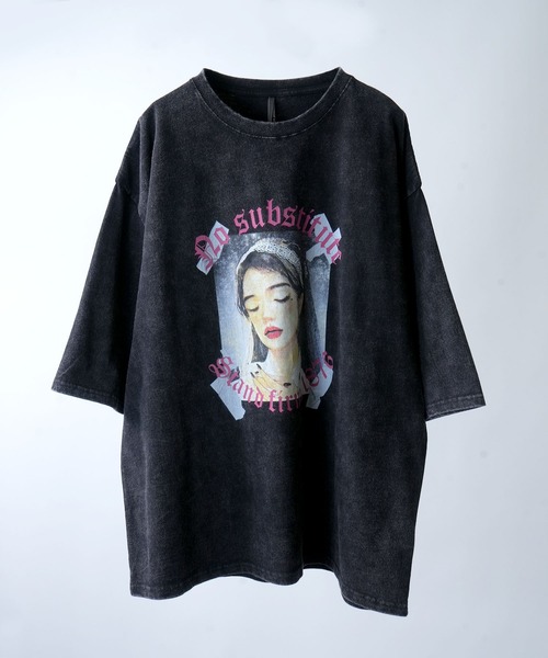 Starting Over（スターティングオーバー）の「【ユニセックス/古着風】Chemical hard wash printed t-shirt/ケミカルハードウォッシュ ビンテージライク プリントTシャツ / ピグメントT / オーバーサイズ（Tシャツ/カットソー・メンズ・ネイビー/ブルー系その他/ブラック系その他4/レッド系その他/ブラック/ブラック系その他2/ワイン/ブルー系その他2/ブラック系その他/ブラック系その他3/ブラック系その他5/レッド系その他2/ブラック系その他6/ブラック系その他7/ブラック系/ブルー系その他3/ブルー系その他4/ブルー系その他5/ブルー系その他6/ブラック系1・M/L/XL/S）」の5枚目の写真