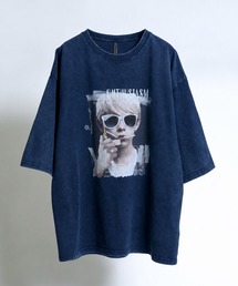 ピグメント ケミカルウォッシュ ヴィンテージ風 グラフィック プリントTシャツ