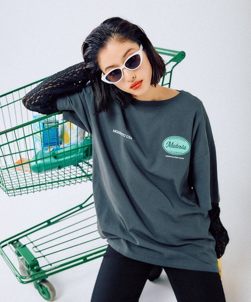 LEPSIM（レプシィム）の「BIGプリントチュニック　490451（Tシャツ/カットソー・レディース・イエロー/ライトグレー/チャコールグレー/オフホワイト/ホワイト系その他/ブラック・FREE）」の18枚目の写真