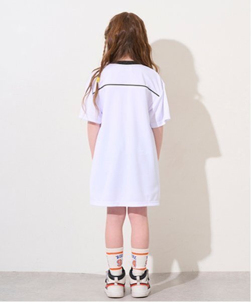 X-girl Stages（エックスガールステージス）の「【TBSドラマ フェイクマミー 着用アイテム】パイピング切替ナンバリング半袖ワンピース（ワンピース・キッズ・ラベンダー/オフホワイト・140cm/130cm/110cm/100cm/120cm）」の14枚目の写真