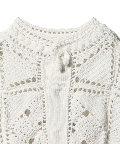 boussole（ブソル）の「BOUSSOLE / クロシェ トップス《ESTNATION EXCLUSIVE》（カーディガン/ボレロ・レディース・オフホワイト/ブラック・FREE）」の8枚目の写真