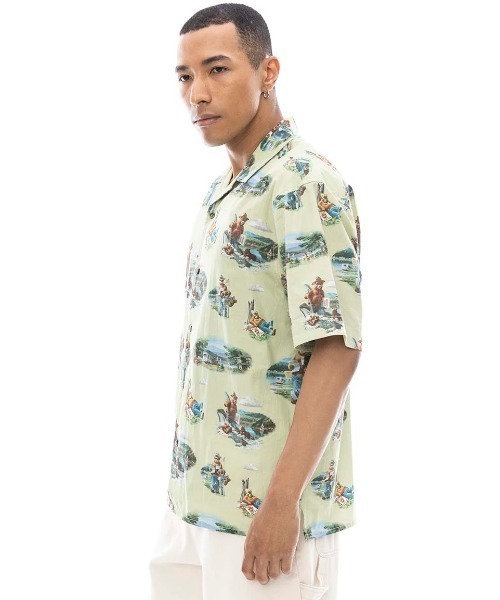 ELEMENT(エレメント)の「ELEMENT メンズ SBXE CAMP SS Tシャツ 【2025年春夏モデル】/エレメントSMOKEY BEARコラボ総柄半袖シャツ(シャツ/ブラウス・メンズ・グリーン系その他・MEDIUM/LARGE/X-LARGE)」の2枚目の写真