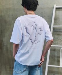 韓国風バックプリント / スモークモチーフ / スプレーハート ビッグシルエット バックプリント 半袖Tシャツ ワンポイント カットソー ユニセックス
