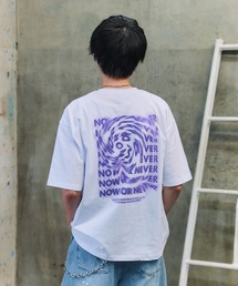 韓国風バックプリント / スモークモチーフ / スプレーハート ビッグシルエット バックプリント 半袖Tシャツ ワンポイント カットソー ユニセックス