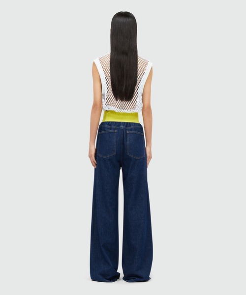 MSGM(エムエスジーエム)の「バイカラーウエストバンド デニムパンツ(デニムパンツ・レディース・インディゴブルー・38/40)」の3枚目の写真