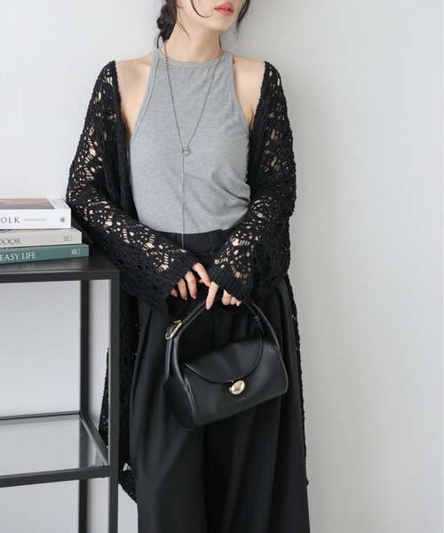 La-gemme（ラジェム）の「レースニット ロングカーディガン（カーディガン/ボレロ・レディース・ベージュ/アイボリー/ブラック・フリー）」の13枚目の写真