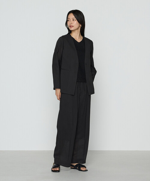【美品/新品同様】コムサイズム　春夏秋用　パンツスーツ　ストライプ　濃紺　L コムサイズム（COMME CA ISM）｜スーツ｜セットアップパンツ一覧
