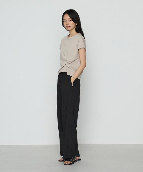 COMME CA（コムサ）の「【セットアップ対応】シアーボイルストライプ パンツ（スラックス・レディース・ブラック/ダークブラウン/キナリ・9号/11号）」の6枚目の写真