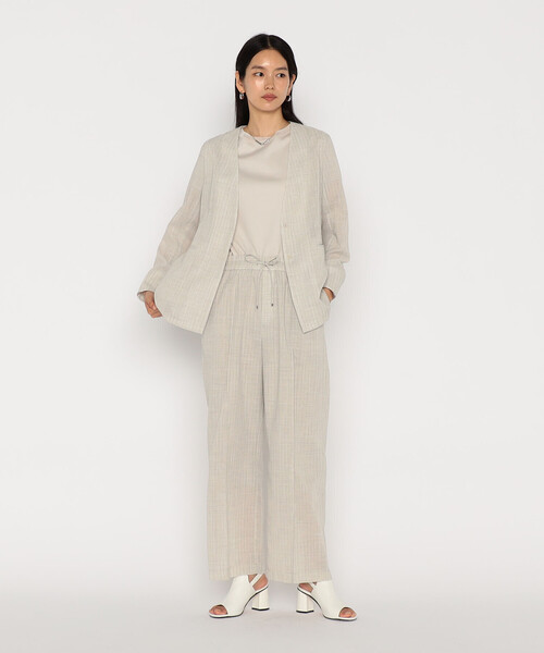 COMME CA（コムサ）の「【セットアップ対応】シアーボイルストライプ パンツ（スラックス・レディース・ブラック/ダークブラウン/キナリ・9号/11号）」の8枚目の写真