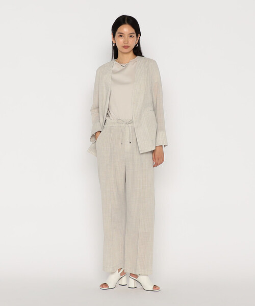 COMME CA（コムサ）の「【セットアップ対応】シアーボイルストライプ パンツ（スラックス・レディース・ブラック/ダークブラウン/キナリ・9号/11号）」の9枚目の写真