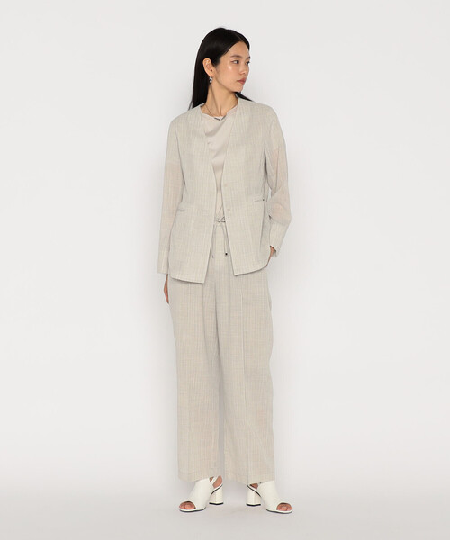 COMME CA（コムサ）の「【セットアップ対応】シアーボイルストライプ パンツ（スラックス・レディース・ブラック/ダークブラウン/キナリ・9号/11号）」の10枚目の写真