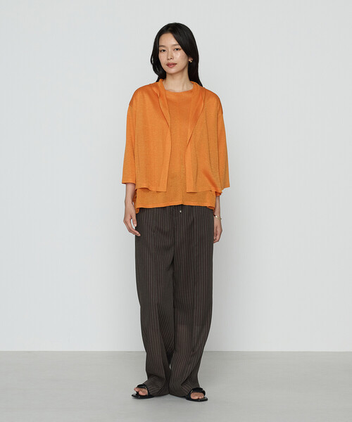 COMME CA（コムサ）の「【セットアップ対応】シアーボイルストライプ パンツ（スラックス・レディース・ブラック/ダークブラウン/キナリ・9号/11号）」の14枚目の写真