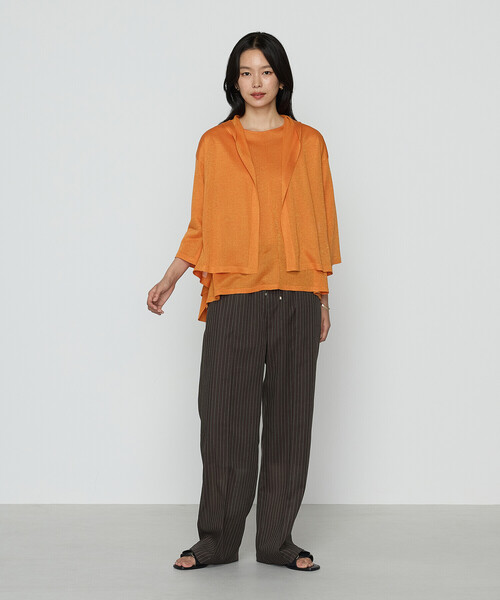 COMME CA（コムサ）の「【セットアップ対応】シアーボイルストライプ パンツ（スラックス・レディース・ブラック/ダークブラウン/キナリ・9号/11号）」の15枚目の写真