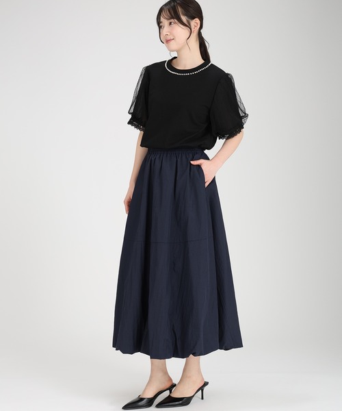 fifth(フィフス)の「パール付きパフスリーブTブラウス(Tシャツ/カットソー・レディース・ライトブルー/ブラック/ホワイト・M)」の9枚目の写真
