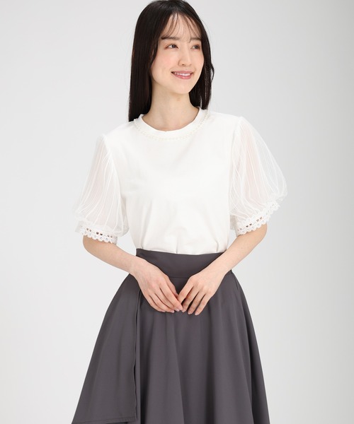 fifth(フィフス)の「パール付きパフスリーブTブラウス(Tシャツ/カットソー・レディース・ライトブルー/ブラック/ホワイト・M)」の11枚目の写真