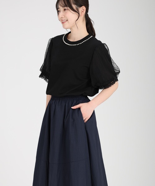 fifth(フィフス)の「パール付きパフスリーブTブラウス(Tシャツ/カットソー・レディース・ライトブルー/ブラック/ホワイト・M)」の6枚目の写真