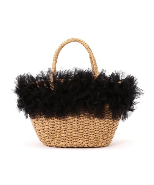 EDIT COLOGNE（エディットコロン）の「チュールデザインかごバッグ（かごバッグ・レディース・ブラック/グレー・ﾌﾘ-）」の10枚目の写真