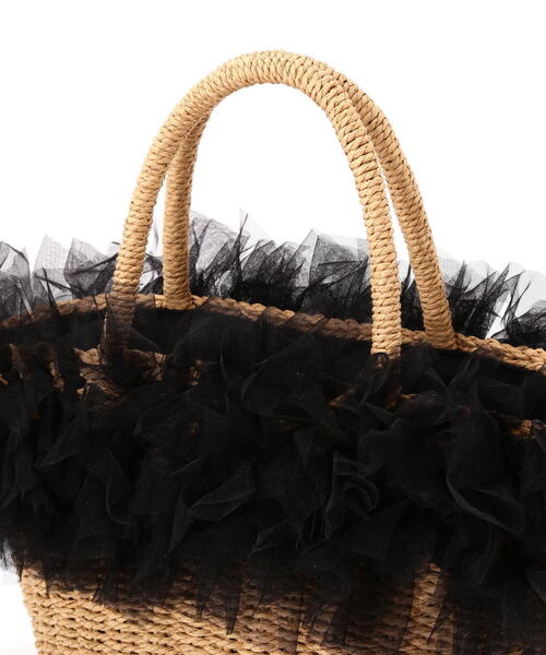 EDIT COLOGNE（エディットコロン）の「チュールデザインかごバッグ（かごバッグ・レディース・ブラック/グレー・ﾌﾘ-）」の8枚目の写真